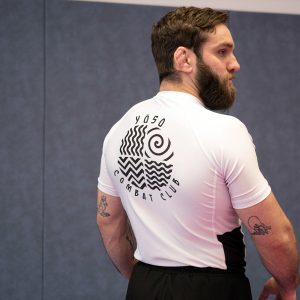 Rashguard de Grappling , JJB, MMA – blanc
