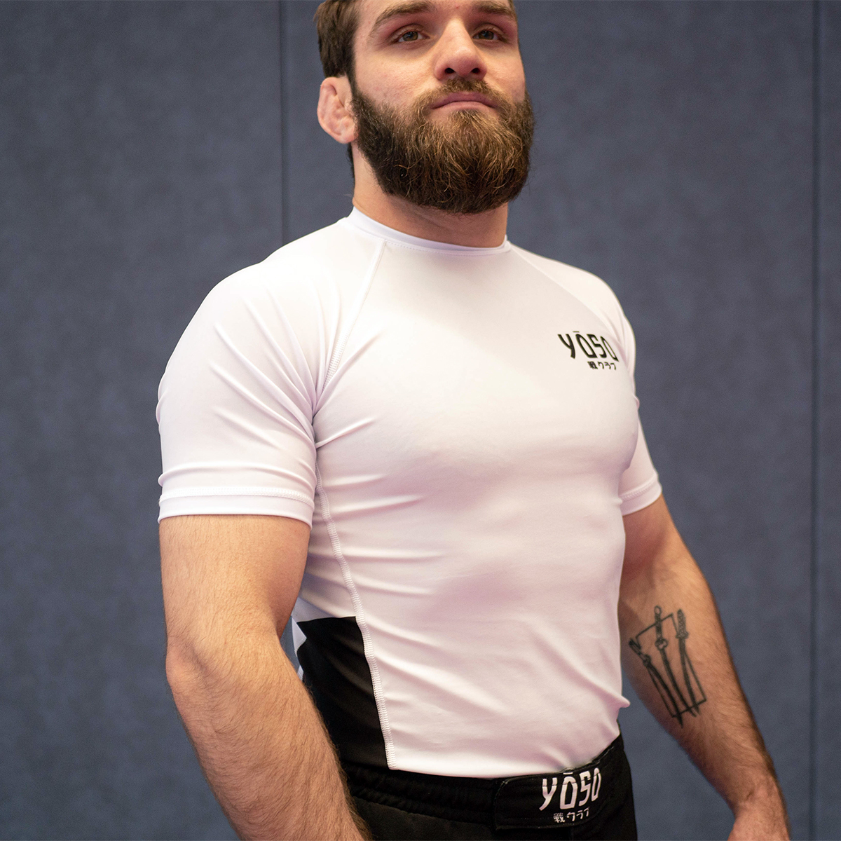 Rashguard de Grappling , JJB, MMA – blanc – Image 2